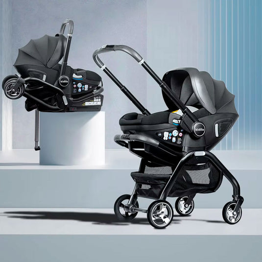 Coche portabebés 3 en 1 con sistema plegable, espacio amplio y cómodo, barra de empuje ajustable, capota plegable, diseño moderno, hecho en materiales de alta calidad - Kidilo