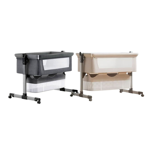 Cuna Colecho de altura ajustable con canasta y mosquitero, cuenta con ruedas con bloqueo de seguridad, material resistente y transpirable