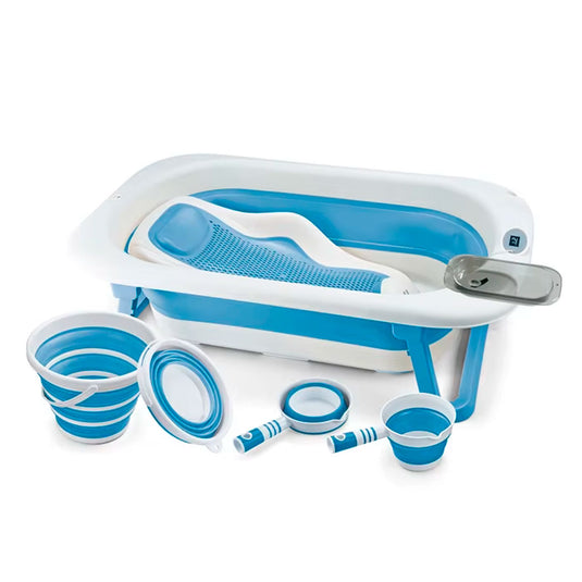 Set bañera con termómetro, soporte para jabón, balde y regadera, plegado compacto para facilitar su guardado, con soporte para el bebé, accesorios incluidos - Toimoys
