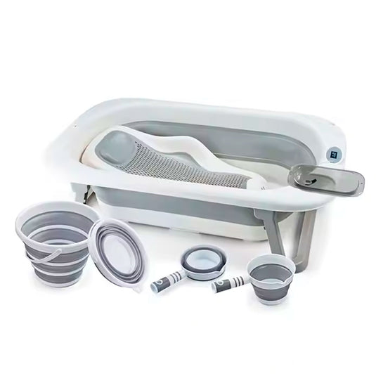 Set bañera con termómetro, soporte para jabón, balde y regadera, plegado compacto para facilitar su guardado, con soporte para el bebé, accesorios incluidos - Toimoys