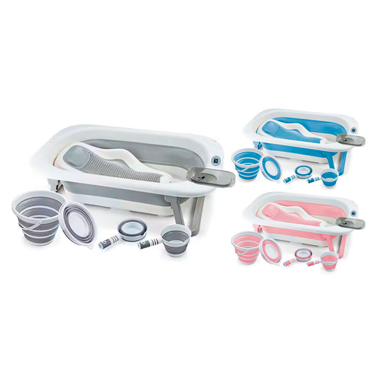 Set bañera con termómetro, soporte para jabón, balde y regadera, plegado compacto para facilitar su guardado, con soporte para el bebé, accesorios incluidos - Toimoys