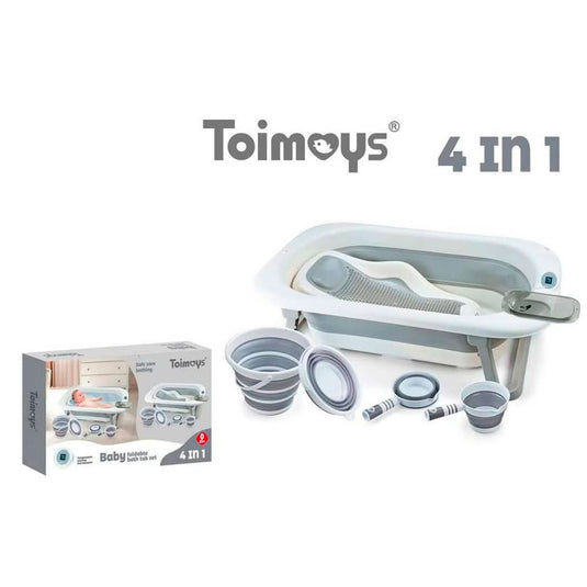 Set bañera con termómetro, soporte para jabón, balde y regadera, plegado compacto para facilitar su guardado, con soporte para el bebé, accesorios incluidos - Toimoys