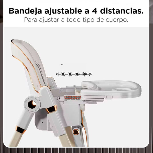Silla comedor alta multifuncional para bebé, de altura y bandeja ajustable, con sistema de plegado para fácil guardado, cómoda, hecha de materiales resistentes - KIDILO