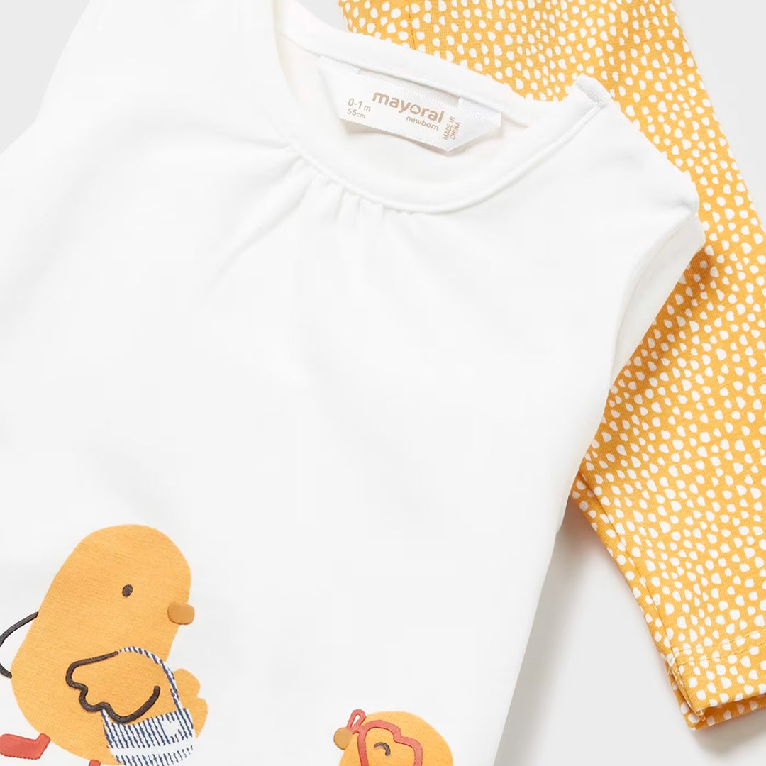 Conjunto 2pz Patitos Amarillo, set de blusa y pantalón para recién nacido - Mayoral