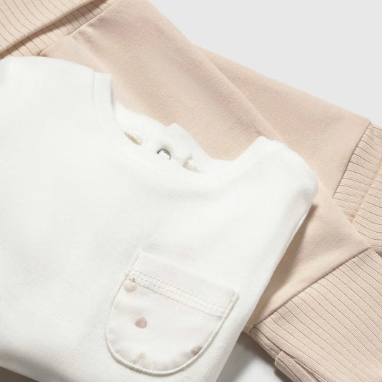 Conjunto 3pz buzo, camiseta y pantalón para recién nacido, cuello con capucha, cierre con botones en la parte delantera, artículo de diseño unisex de gran versatilidad por la neutralidad de sus tonos y su forma - Mayoral