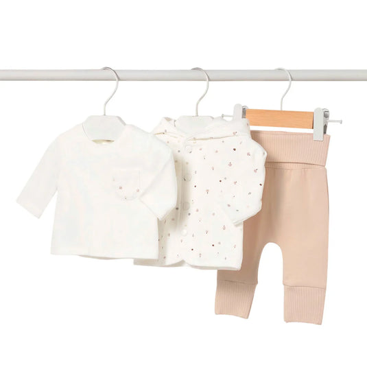 Conjunto 3pz buzo, camiseta y pantalón para recién nacido, cuello con capucha, cierre con botones en la parte delantera, artículo de diseño unisex de gran versatilidad por la neutralidad de sus tonos y su forma - Mayoral
