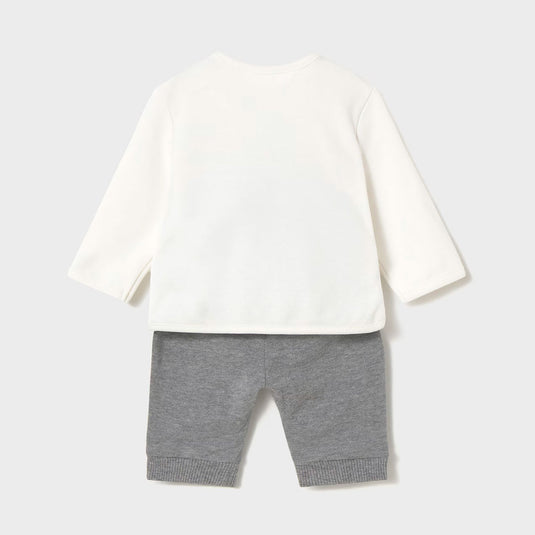 Conjunto de 2pz con diseño estampado buzo y pantalón para bebé, tonos tierra, sudadera de manga larga, cuello redondo, botones a presión en el hombro para facilitar la puesta de la prenda, pantalón con cinturilla elástica - Mayoral