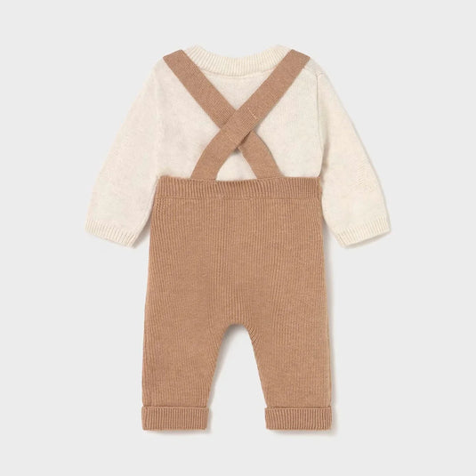 Conjunto 2pz diseño tejido con overall para bebé, manga larga, cuello redondo, cierre con botones en el cuello para facilitar el ajuste, cálido tejido elegante y sofisticado, diseño con tirantes, bolsillo funcional en la parte delantera - Mayoral