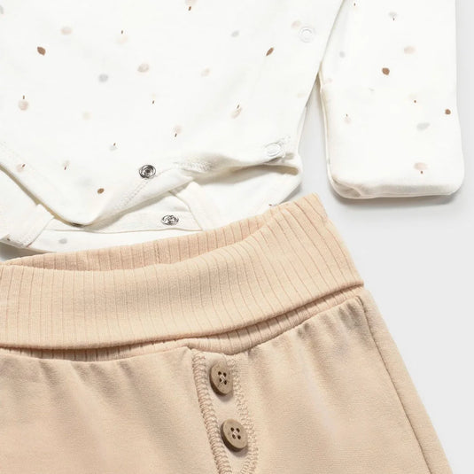 Conjunto de 2pz mameluco manga larga y pantalón, Body de manga larga para recién nacido, cuello redondo, cierre lateral con botones a presión, pantalón con cinturilla elástica, con bajo extensible para adaptarse al crecimiento de tu bebé - Mayoral