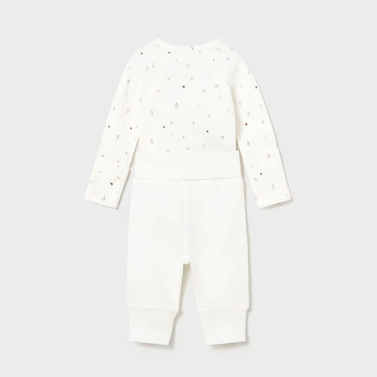 Conjunto de 2pz mameluco manga larga y pantalón, Body de manga larga para recién nacido, cuello redondo, cierre lateral con botones a presión, pantalón con cinturilla elástica, con bajo extensible para adaptarse al crecimiento de tu bebé - Mayoral