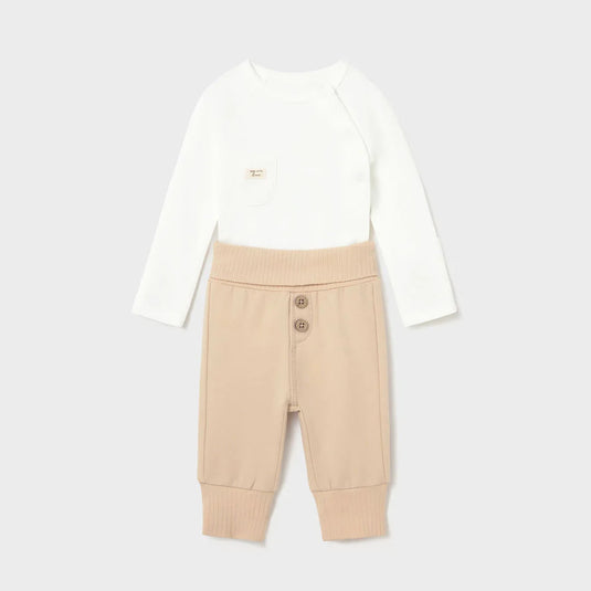 Conjunto de 2pz mameluco manga larga y pantalón, Body de manga larga para recién nacido, cuello redondo, cierre lateral con botones a presión, pantalón con cinturilla elástica, con bajo extensible para adaptarse al crecimiento de tu bebé - Mayoral