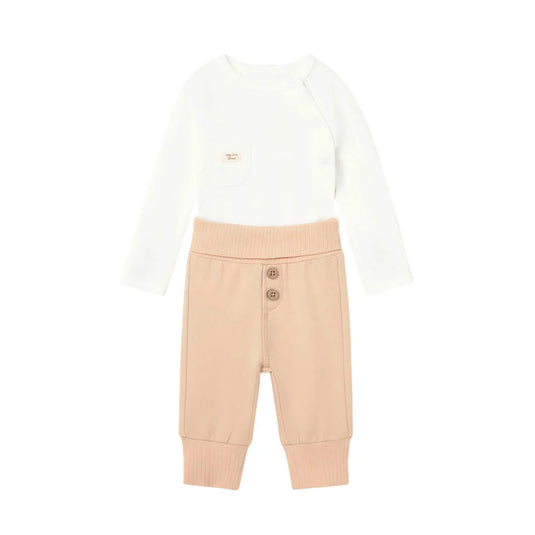 Conjunto de 2pz mameluco manga larga y pantalón, Body de manga larga para recién nacido, cuello redondo, cierre lateral con botones a presión, pantalón con cinturilla elástica, con bajo extensible para adaptarse al crecimiento de tu bebé - Mayoral