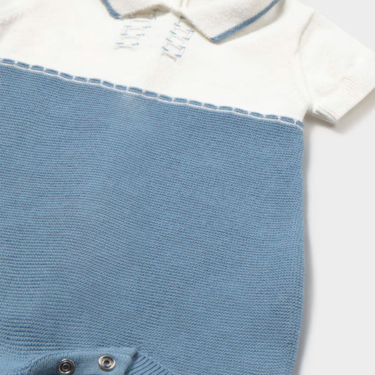 Mameluco tejido color blanco y azul para bebé - Mayoral