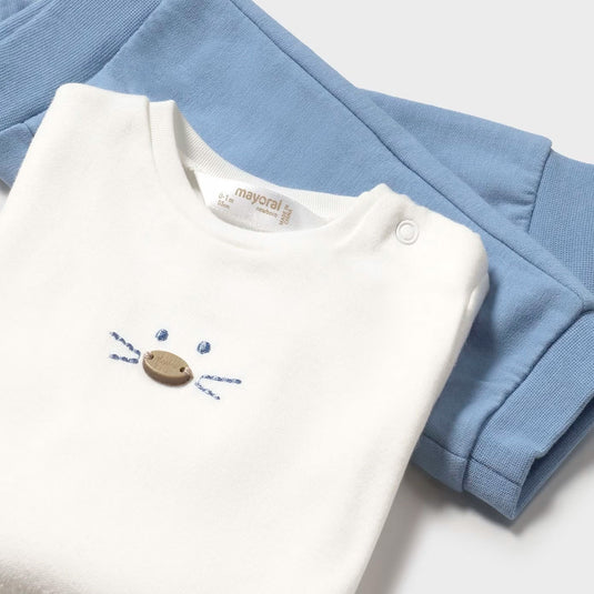 Conjunto 3pz para recién nacido con sudadera, pantalón y camiseta, buzo de manga larga, cierre central delantero con cremallera, camiseta de manga larga, cinturilla elástica - Mayoral