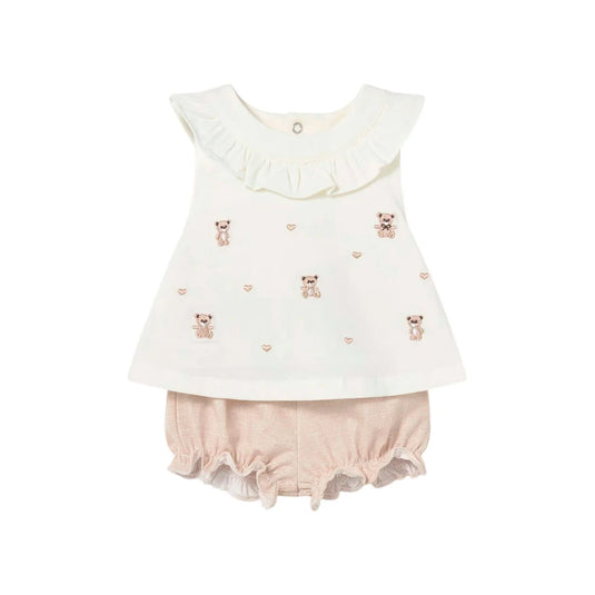 Conjunto 2pz blusa corta con mangas bolero y shorts - Mayoral