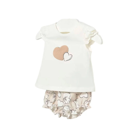 Conjunto 2pz blusa corta con mangas bolero y shorts - Mayoral
