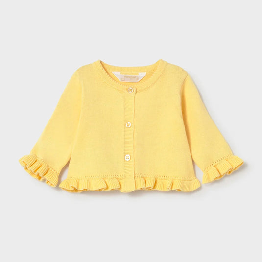 Conjunto 3 piezas con buzo tejido amarillo y blusa - Mayoral