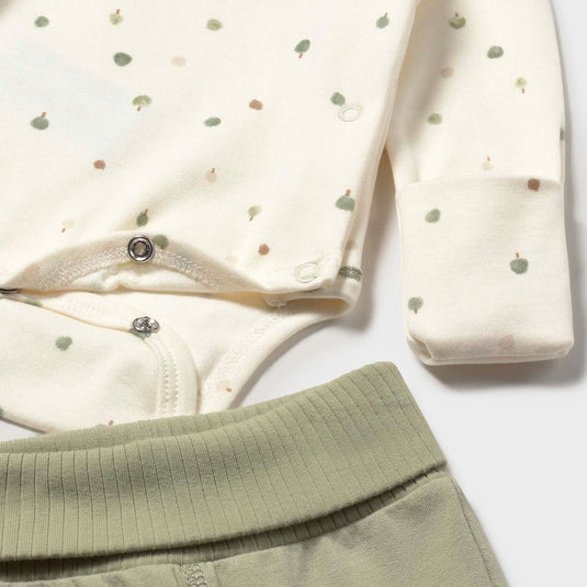 Conjunto 2pz mameluco manga larga para recién nacido, body de manga larga, botones a presión en la entrepierna para facilitar la puesta de la prenda, pantalón con cinturilla elástica - Mayoral