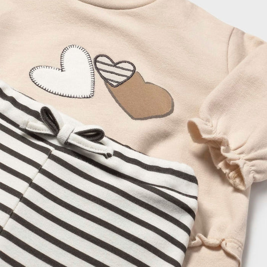 Conjunto de sudadera y pantalón largo para recién nacida, Sudadera de manga larga para recién nacida, cuello redondo, botones a presión en el hombro para facilitar la puesta de la prenda, pantalón tipo legging con cinturilla elástica con cordón - Mayoral
