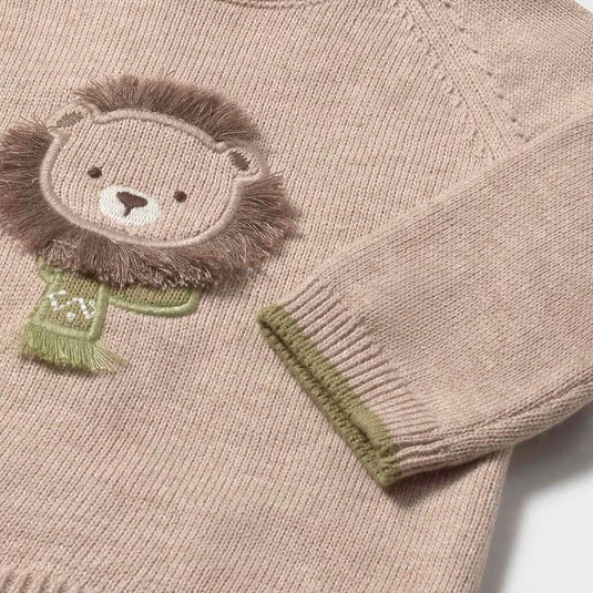 Conjunto short verde, medias y buzo león bordado para bebé, cuello redondo, botones a presión en el hombro para facilitar la puesta, pantalón con cinturilla elástica, bolsillos delanteros decorativos simulados - Mayoral