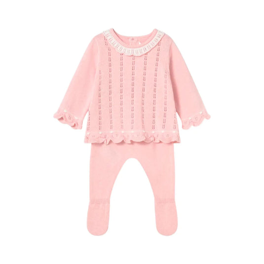 Conjunto tejido color rosa para bebé recién nacida - Mayoral