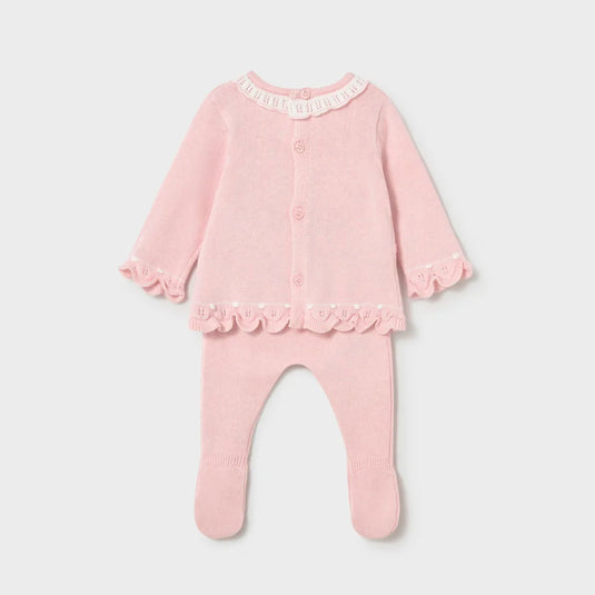 Conjunto tejido color rosa para bebé recién nacida - Mayoral