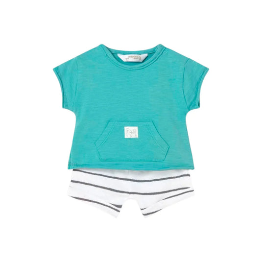 Camiseta Verde - Short Rayas