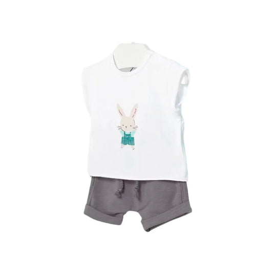Camiseta Blanca - Short Gris