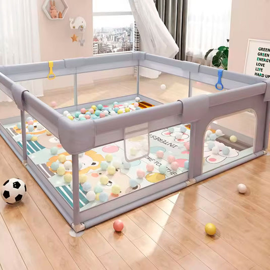 Corral de juegos y centro de actividades para bebés, parque de juegos infantil que incluye pelotas y agarraderas, con base antideslizante y malla transpirable