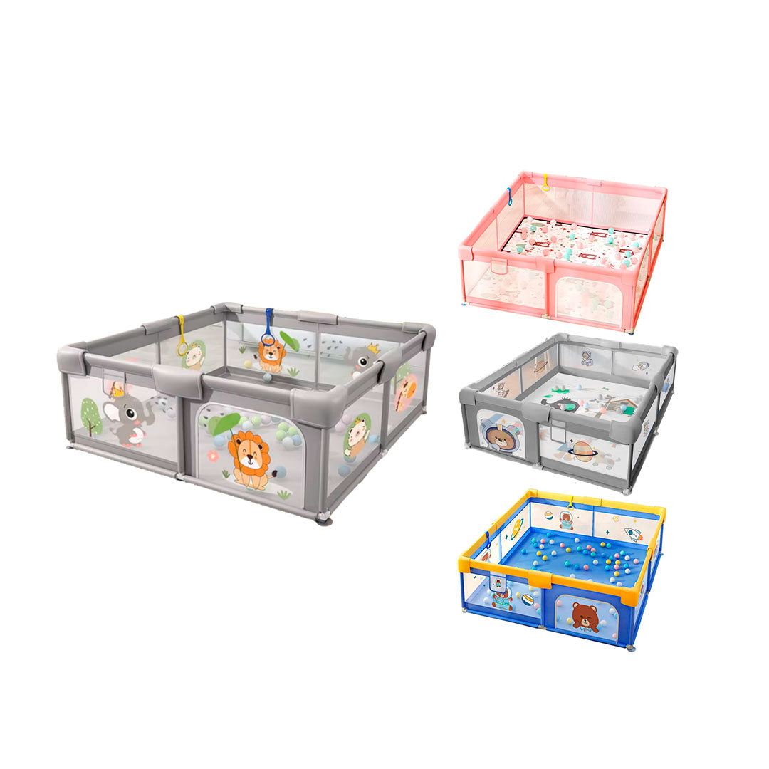 Corral de juegos y centro de actividades para bebés, parque de juegos infantil que incluye pelotas y agarraderas, con base antideslizante y malla transpirable