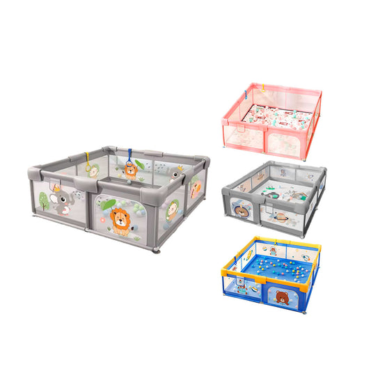 Corral de juegos y centro de actividades para bebés, parque de juegos infantil que incluye pelotas y agarraderas, con base antideslizante y malla transpirable