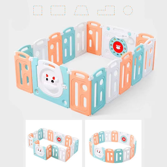 Corral de juego puerta de Vaquita con cesta, espacio de juego seguro para bebé