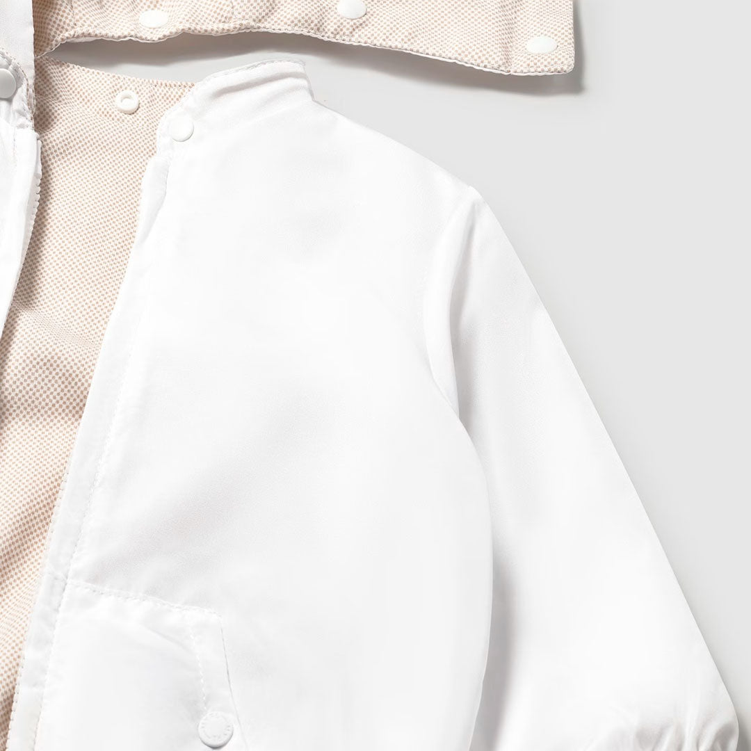 Chaqueta cortavientos blanca reversible, con capucha retirable por botones, doble bolsillos, doble faz para combinar estilos - Mayoral