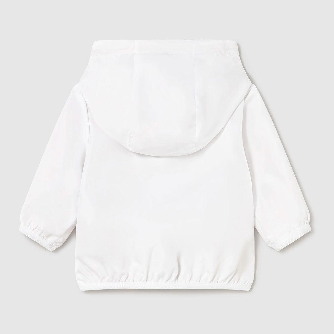 Chaqueta cortavientos blanca reversible, con capucha retirable por botones, doble bolsillos, doble faz para combinar estilos - Mayoral