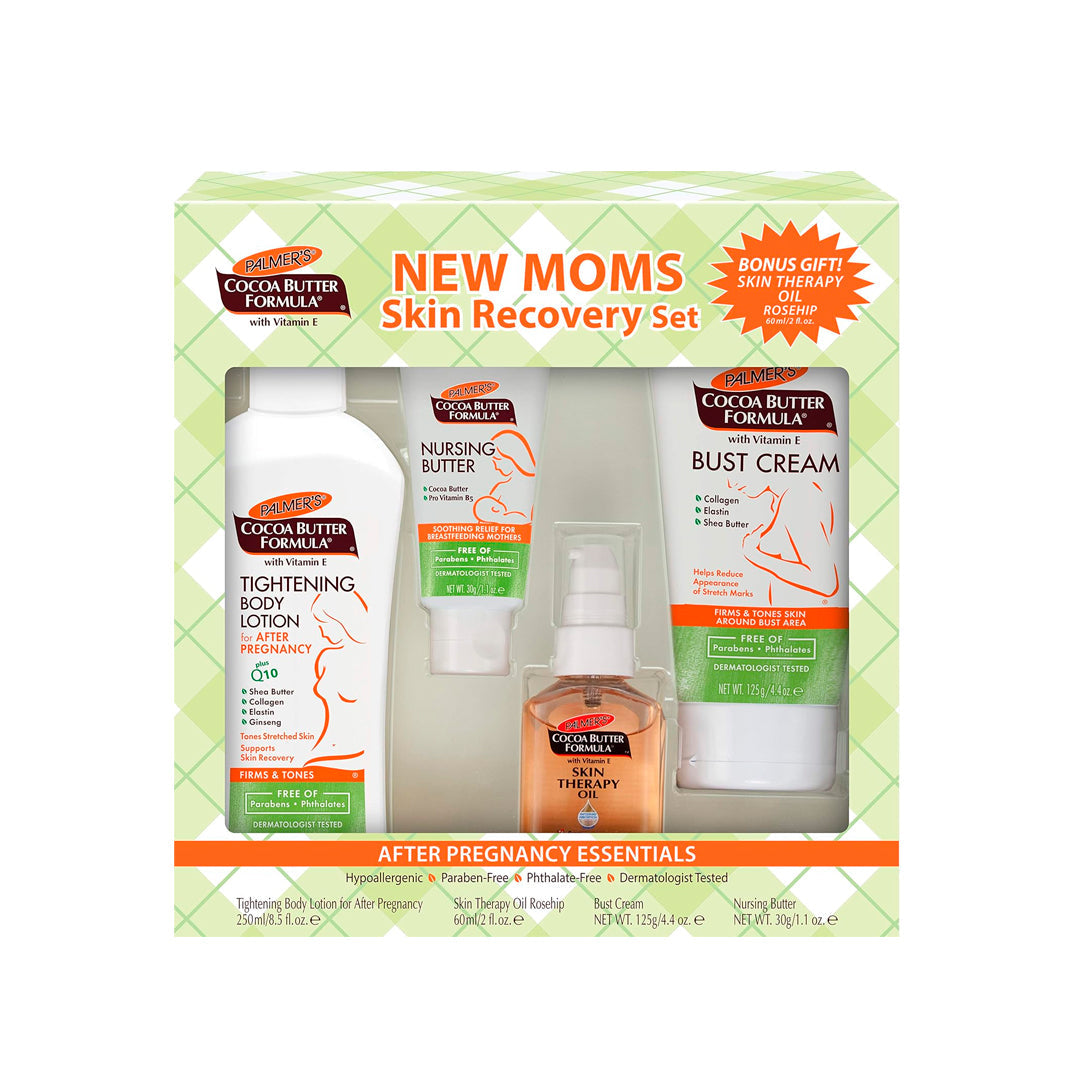 Kit para la recuperación de la piel "Nuevas mamás", cremas esenciales para el postparto, pezón, hidratación y anti estrías - Palmer's