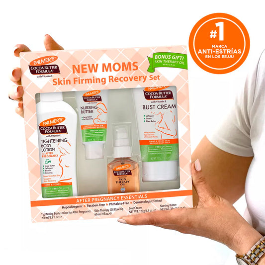 Kit para la recuperación de la piel "Nuevas mamás", cremas esenciales para el postparto, pezón, hidratación y anti estrías - Palmer's