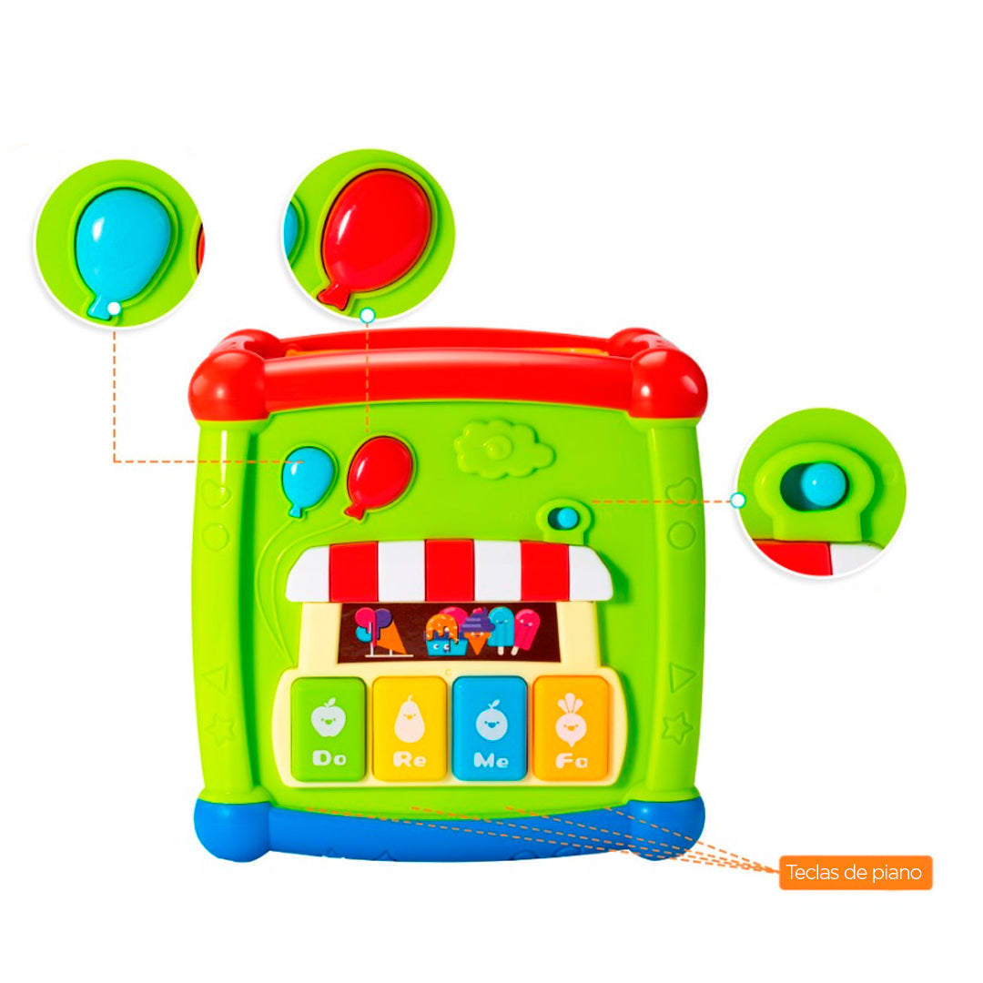 Cubo didáctico multifuncional, con juegos, luces y accesorios para bebé - Huanger