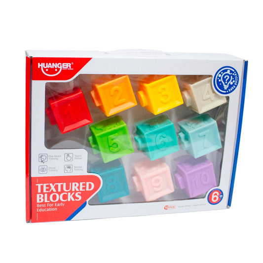Cubos texturizados para bebés, bloques suaves para apilar, con diferentes texturas y colores - Huanger