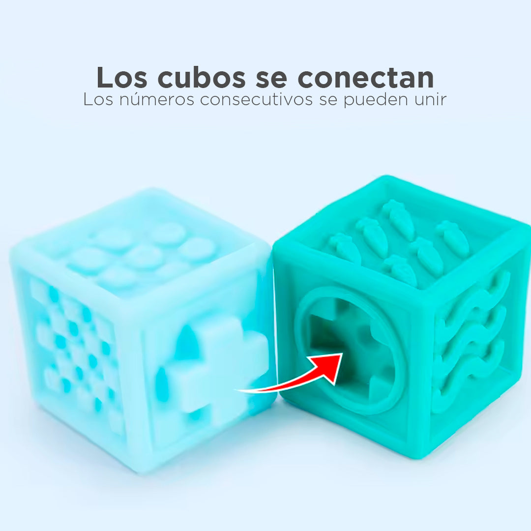Cubos texturizados para bebés, bloques suaves para apilar, con diferentes texturas y colores - Huanger