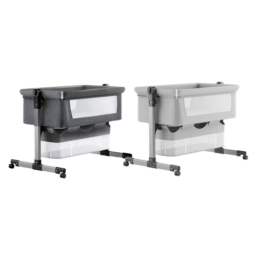 Cuna Colecho de altura ajustable con canasta y mosquitero, cuenta con ruedas con bloqueo de seguridad, material resistente y transpirable