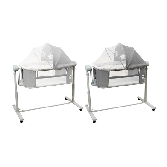 Cuna colecho eléctrica multifuncional con Bluetooth, con altura graduable, ajuste de balanceo por medio de control o panel digital, temporizador, modo corral - CoolBaby