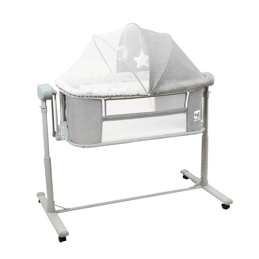 Cuna colecho eléctrica multifuncional con Bluetooth, con altura graduable, ajuste de balanceo por medio de control o panel digital, temporizador, modo corral - CoolBaby