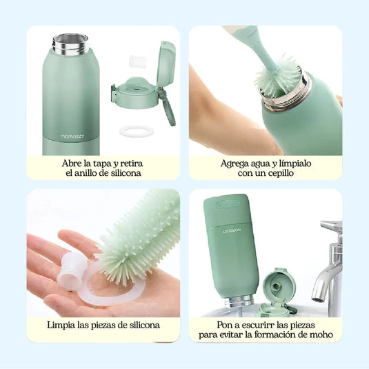 Calentador portátil de teteros e inalámbrico, calienta leche materna en 5 minutos, batería de 10.000 mAh para hasta 8 teteros por carga, capacidad de 17oz, interior en acero inoxidable 316L