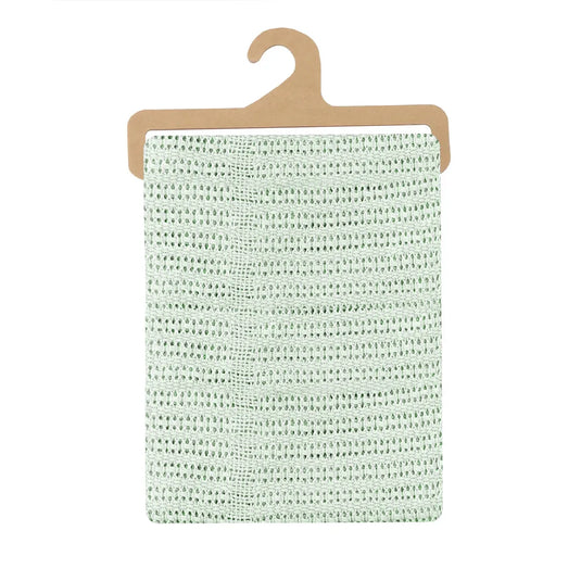 Cobija de tejido calado de algodón para bebé, transpirable y reguladora de temperatura, ideal para todas las estaciones.