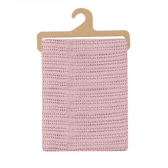 Cobija de tejido calado de algodón para bebé, transpirable y reguladora de temperatura, ideal para todas las estaciones.