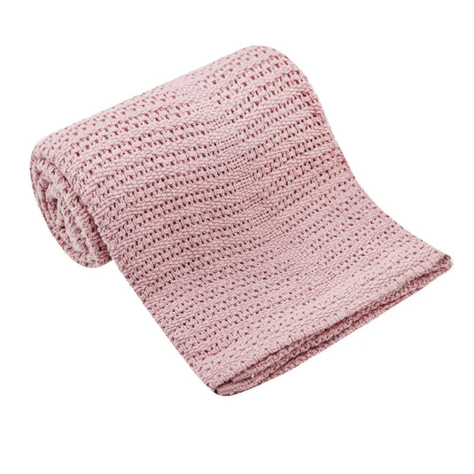 Cobija de tejido calado de algodón para bebé, transpirable y reguladora de temperatura, ideal para todas las estaciones.