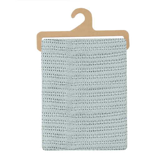 Cobija de tejido calado de algodón para bebé, transpirable y reguladora de temperatura, ideal para todas las estaciones.