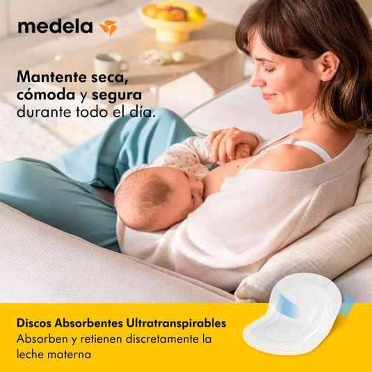 Discos absorbentes respirables x30und para la lactancia, diseñados para circulación de aire, hechos en material suave al tacto, empacados individualmente - Medela