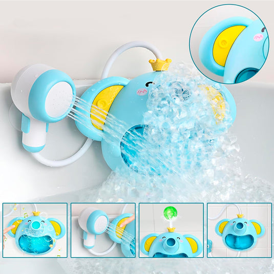 Ducha y maquina de burbujas con diseño de elefante, rotación 360° y cabezal eléctrico