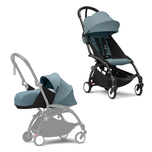 Coche de paseo Stokke YOYO3 Combo con moisés para recién nacido + asiento convertible, chasis de aluminio ultraligero y arnés de 5 puntos, desde el nacimiento hasta los 4 años - Stokke
